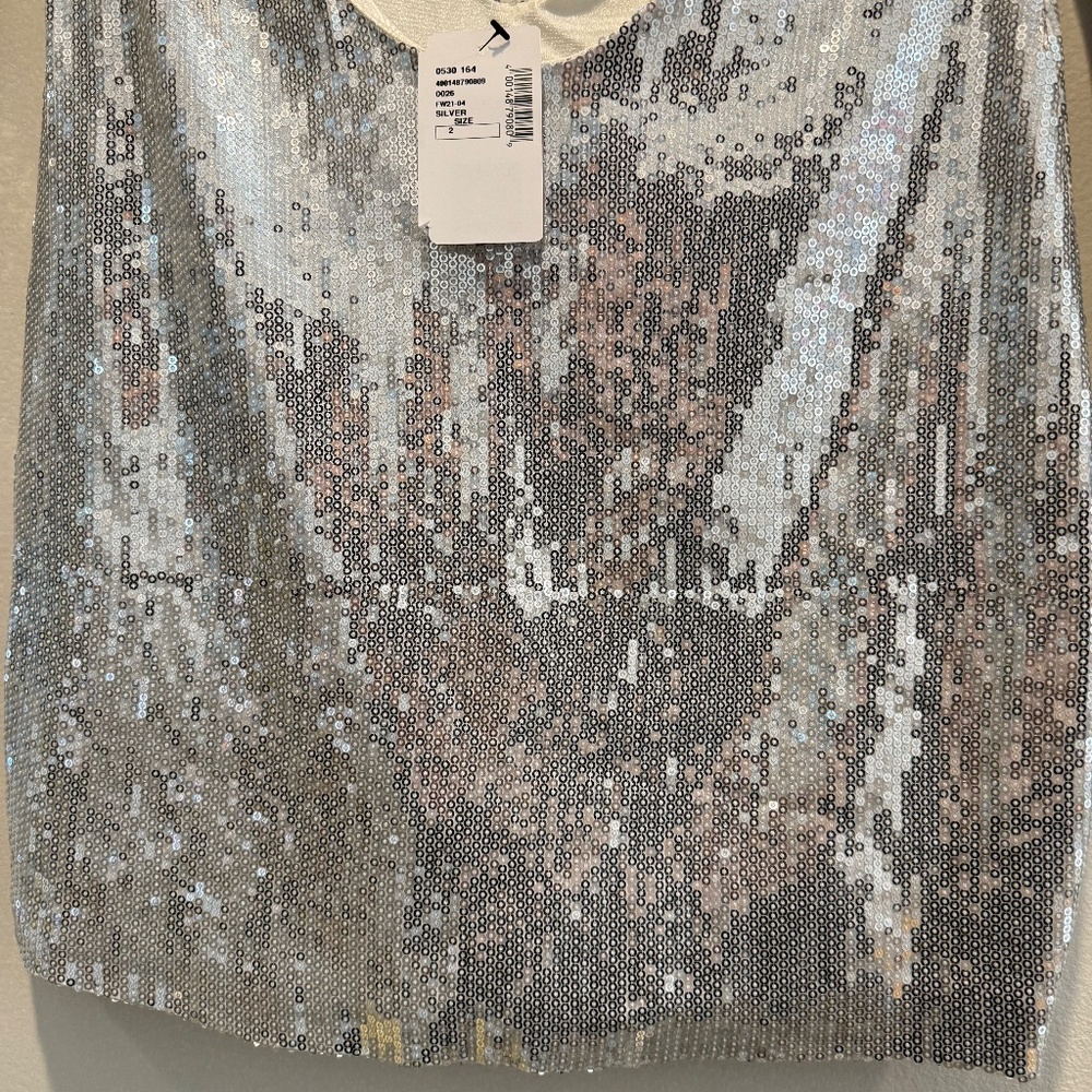 Christian Cowan Silver Sequin Hoodie Mini Dress – Size 2 (NWT) - Picture 7 of 13